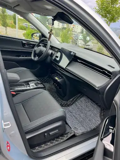 Modern Honda electric taxi interior — comfortable seats and digital display